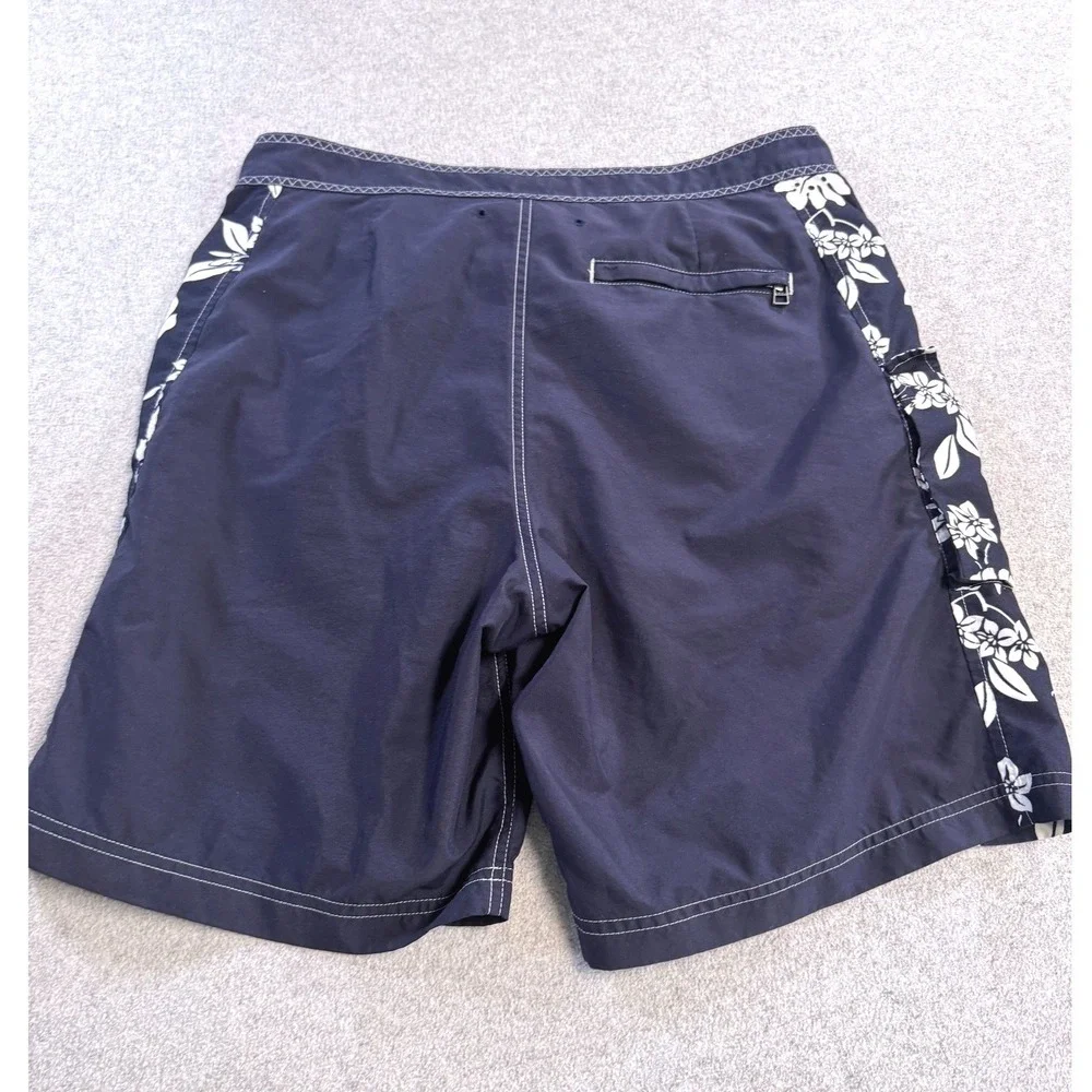 Banana Republic Board Shorts Mens 35 Navy Blue Floral‎ Hibiscus Tropical Surf
